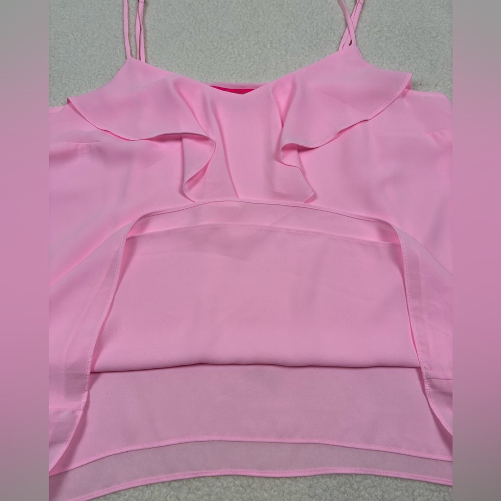 NWOT Lilly Pulitzer Karmen Cami Tank Top Light Pink Ruffle Neckline Sz Medium - Picture 6 of 7